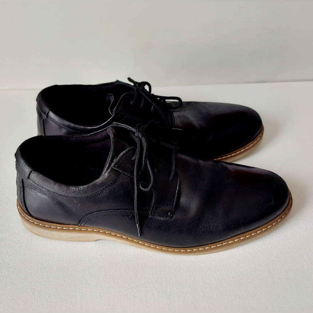 Franco Fortini  Men's Leather Lace-Up Oxford Dress Shoes, Size 10, Black, GUC